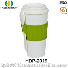Isolierte praktische Plastikkaffeetasse mit Löffel (HDP-2019)